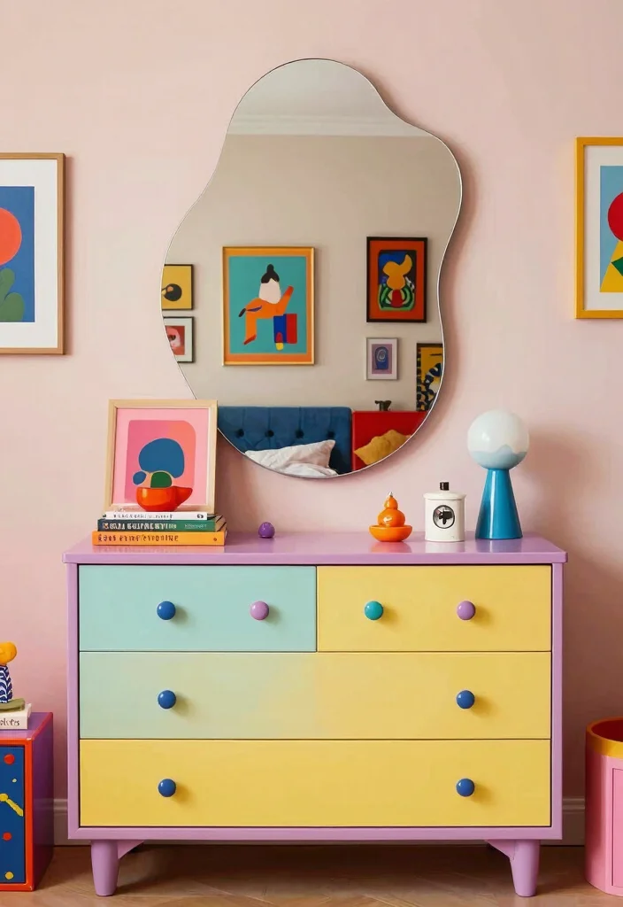 17 Bedroom Dresser Decor With Mirror Ideas for a Polished Look - 5. Artistic Flair with Unique Mirrors 1