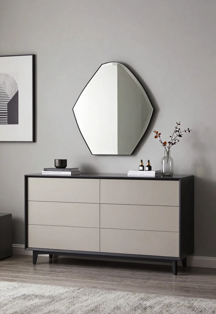 17 Bedroom Dresser Decor With Mirror Ideas for a Polished Look - 9. Contemporary Chic with Sleek Lines 1