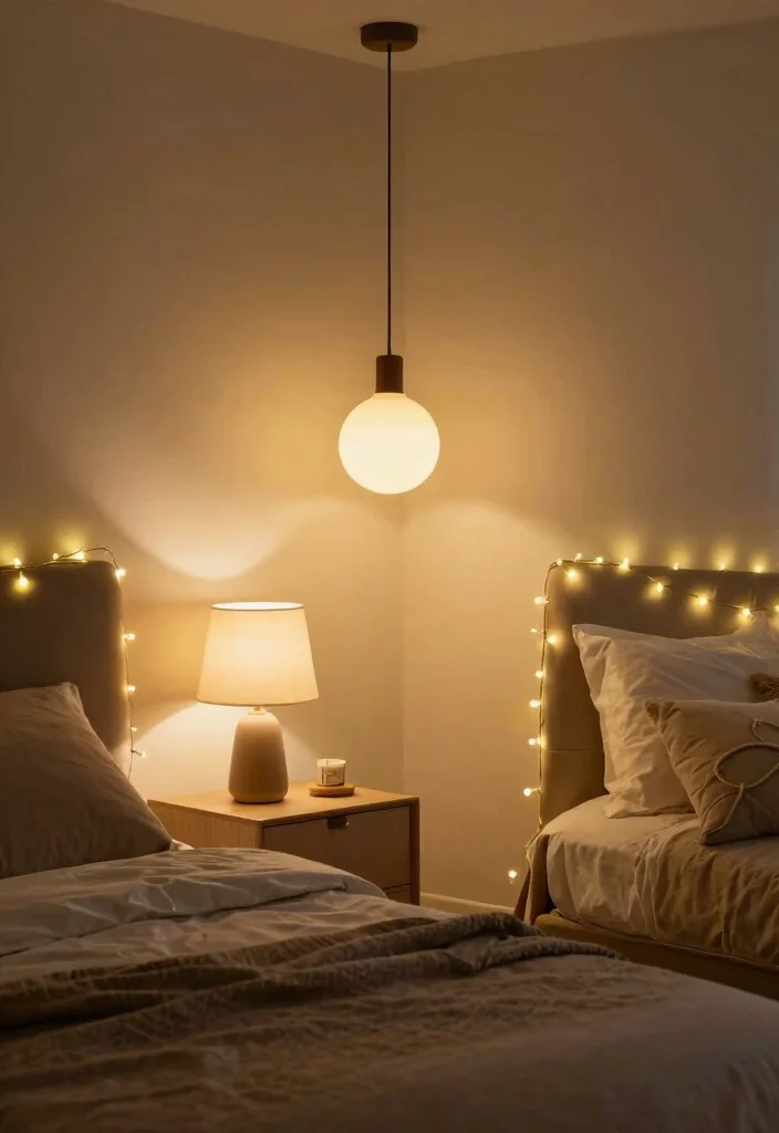 17 Bedroom Ideas With 2 Beds: Stylish Shared Layouts - 11. Functional and Decorative Lighting 1