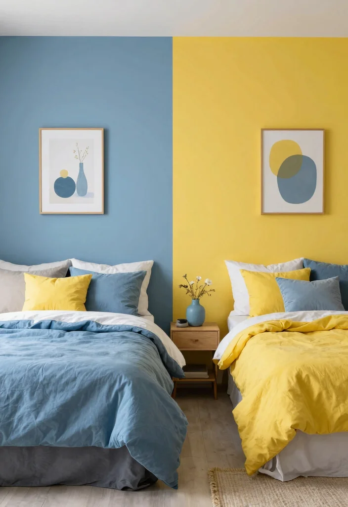17 Bedroom Ideas With 2 Beds: Stylish Shared Layouts - 13. Smart Color Pairing 1