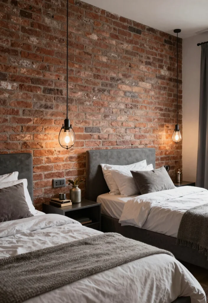 17 Bedroom Ideas With 2 Beds: Stylish Shared Layouts - 16. Industrial Chic Style 1