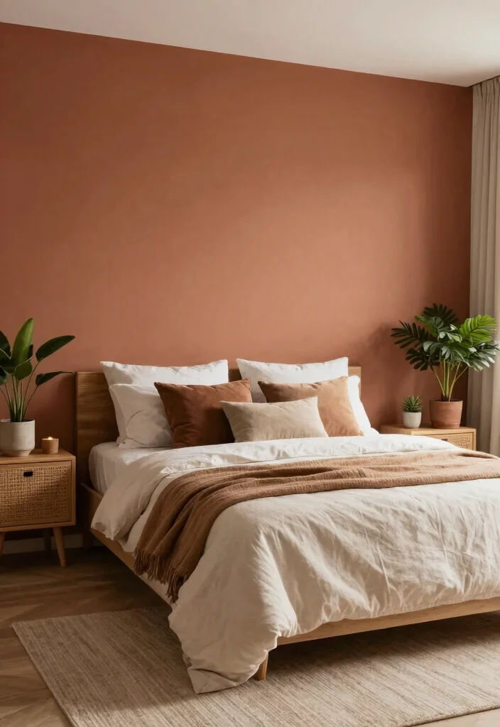 17 Bedroom With Accent Wall Ideas Simple High Impact - 11. Earthy Tones 1