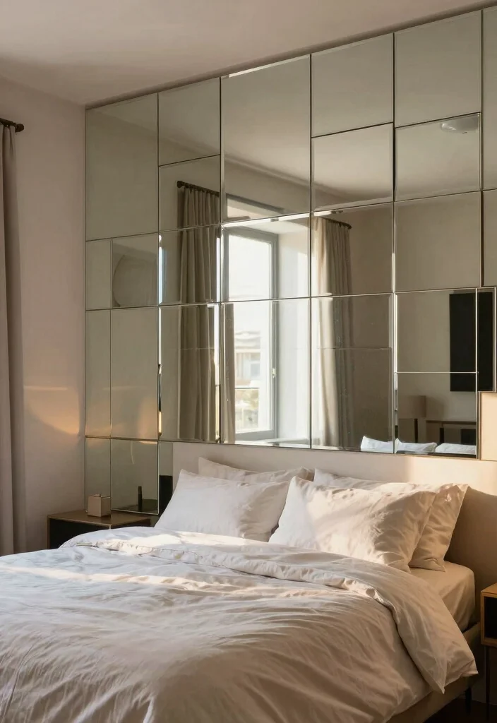 17 Bedroom With Accent Wall Ideas Simple High Impact - 14. Creative Use of Mirrors 1