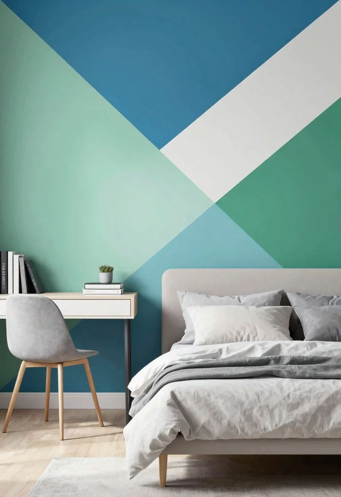 17 Bedroom With Accent Wall Ideas Simple High Impact - 3. Geometric Patterns 1