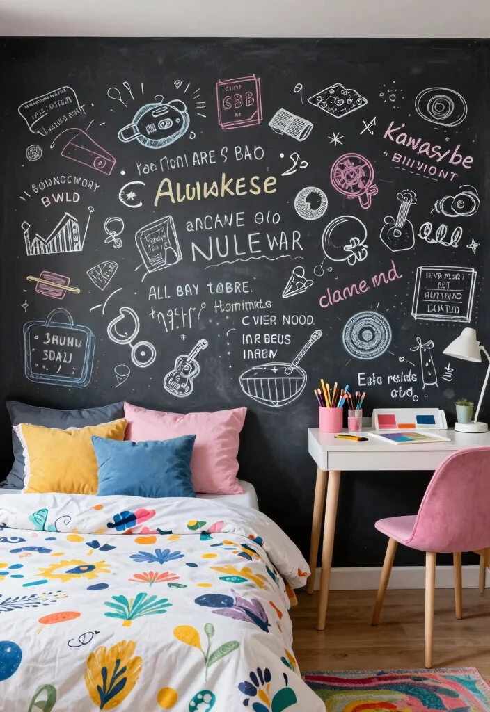 17 Bedroom With Accent Wall Ideas Simple High Impact - 6. Chalkboard Paint 1