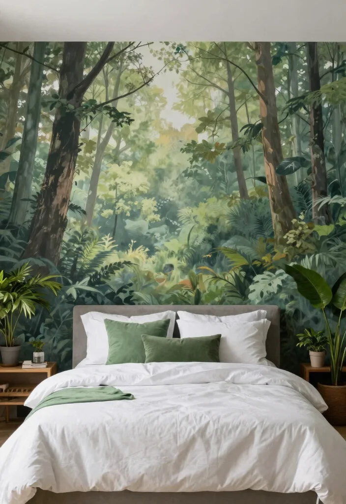 17 Bedroom With Accent Wall Ideas Simple High Impact - 7. Nature-Inspired Murals 1