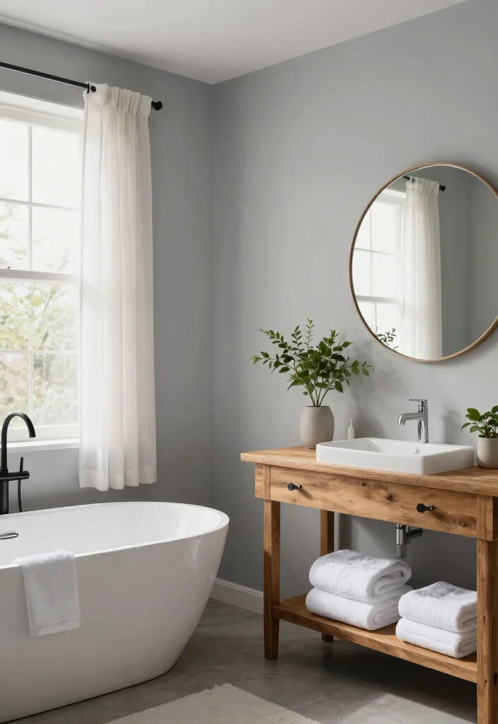 17 Gray Vanity Bathroom Paint Color Ideas For Master Baths - 1. Soft Dove Gray Serenity 1