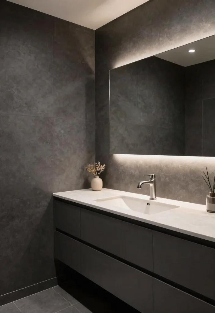 17 Gray Vanity Bathroom Paint Color Ideas For Master Baths - 11. Graphite Gray Depth 1