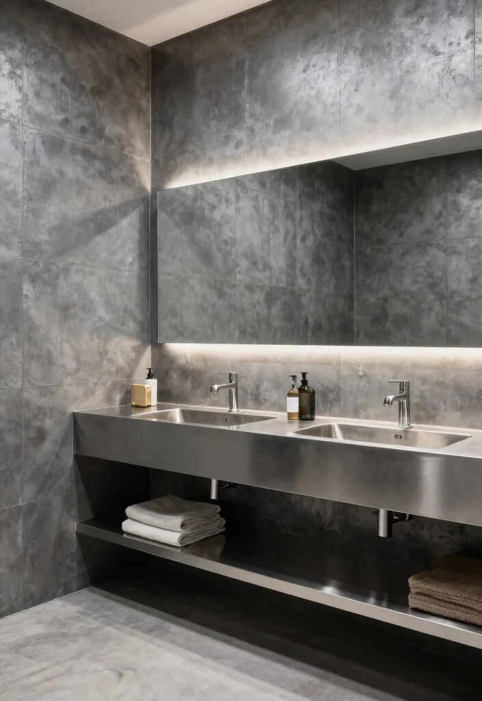 17 Gray Vanity Bathroom Paint Color Ideas For Master Baths - 15. Steel Gray Industrial Edge 1