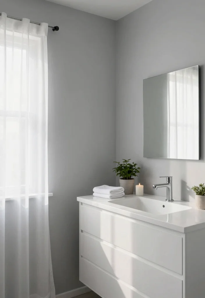 17 Gray Vanity Bathroom Paint Color Ideas For Master Baths - 6. Misty Gray Tranquility 1