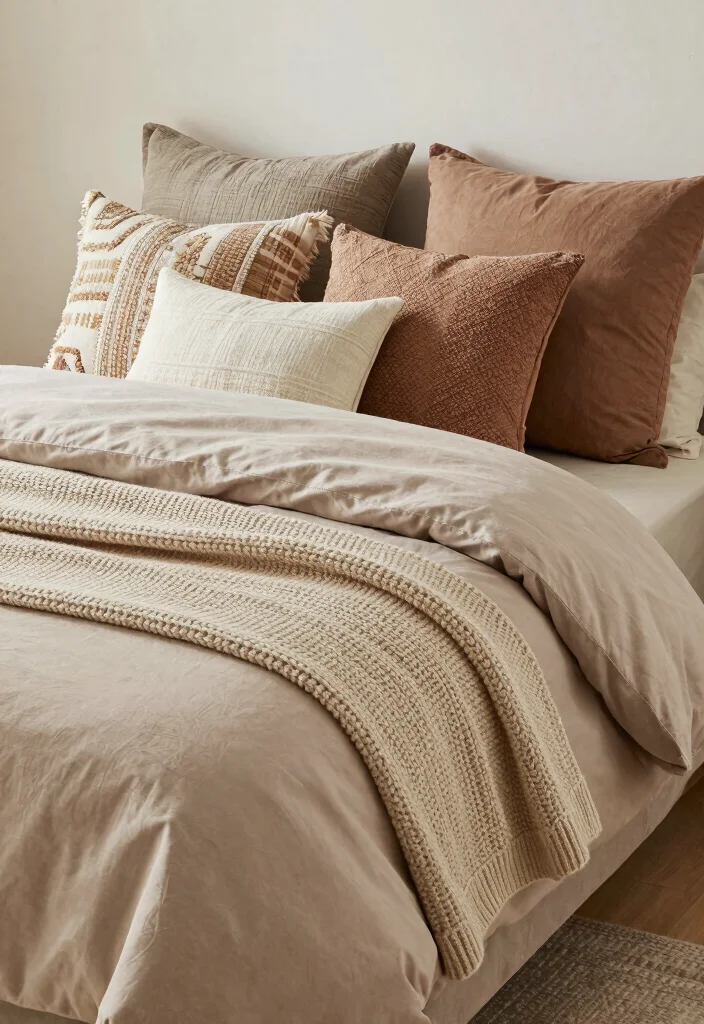 17 Green and Wood Bedroom Ideas for Earthy Balanced Design - 16. Warm Textile Layers 1