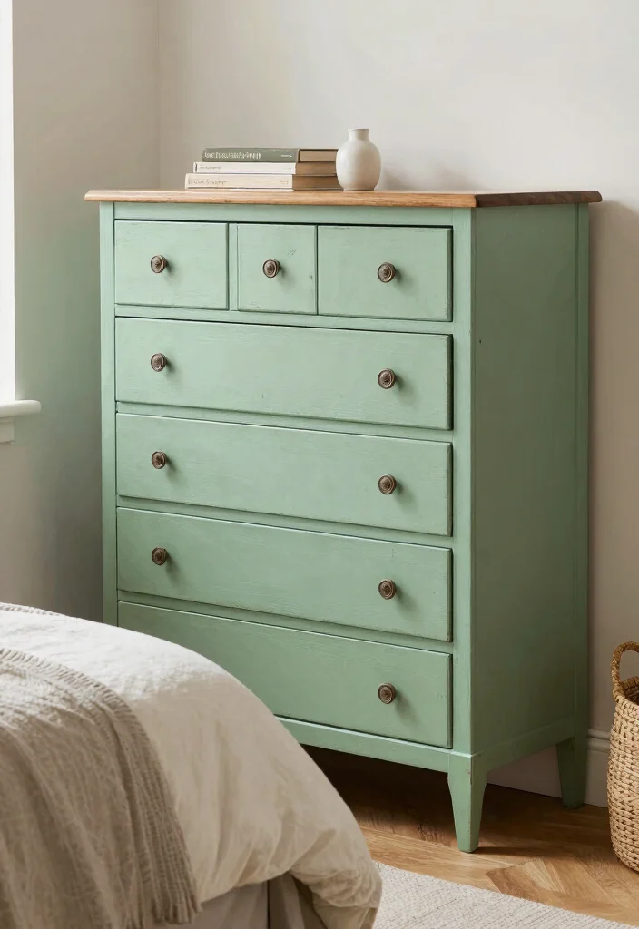 17 Green and Wood Bedroom Ideas for Earthy Balanced Design - 7. Upcycled Furniture 1