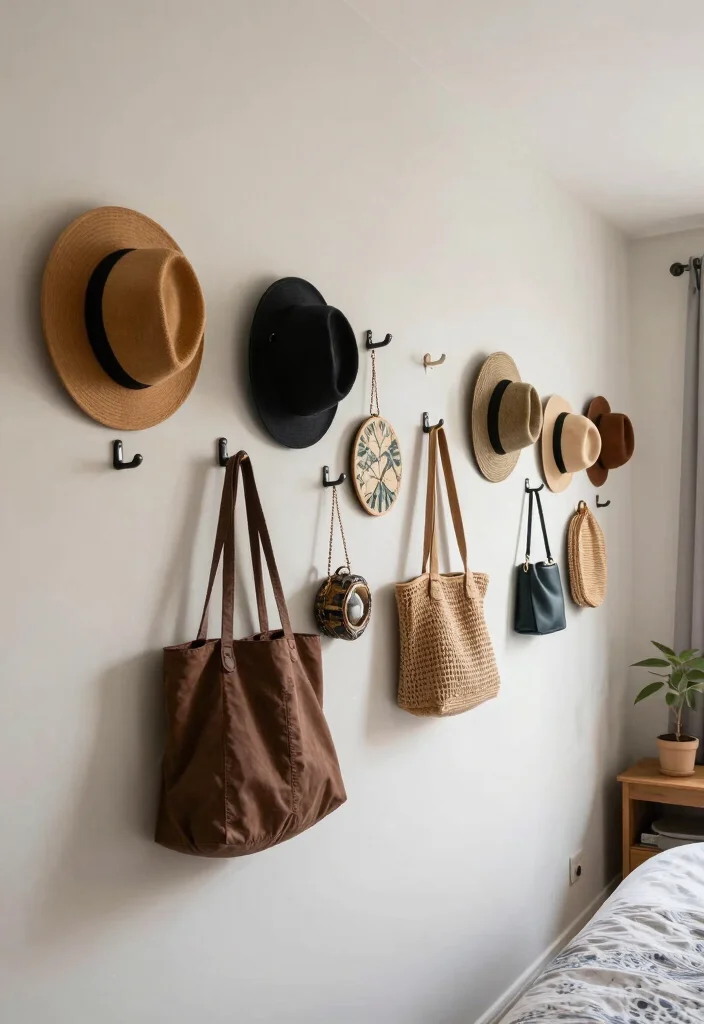 17 Long Bedroom Layout Ideas: Smart Flow Solutions - 14. Add Functional Decor with Hooks and Pegs 1