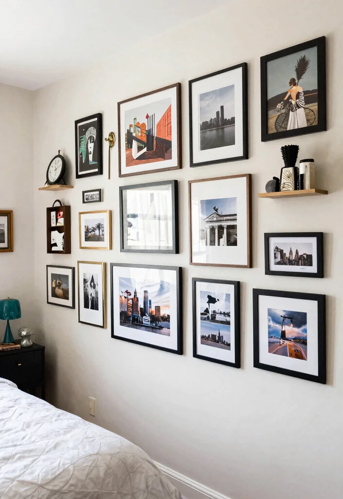 17 Long Bedroom Layout Ideas: Smart Flow Solutions - 15. Create a Gallery Wall for Personal Touch 1