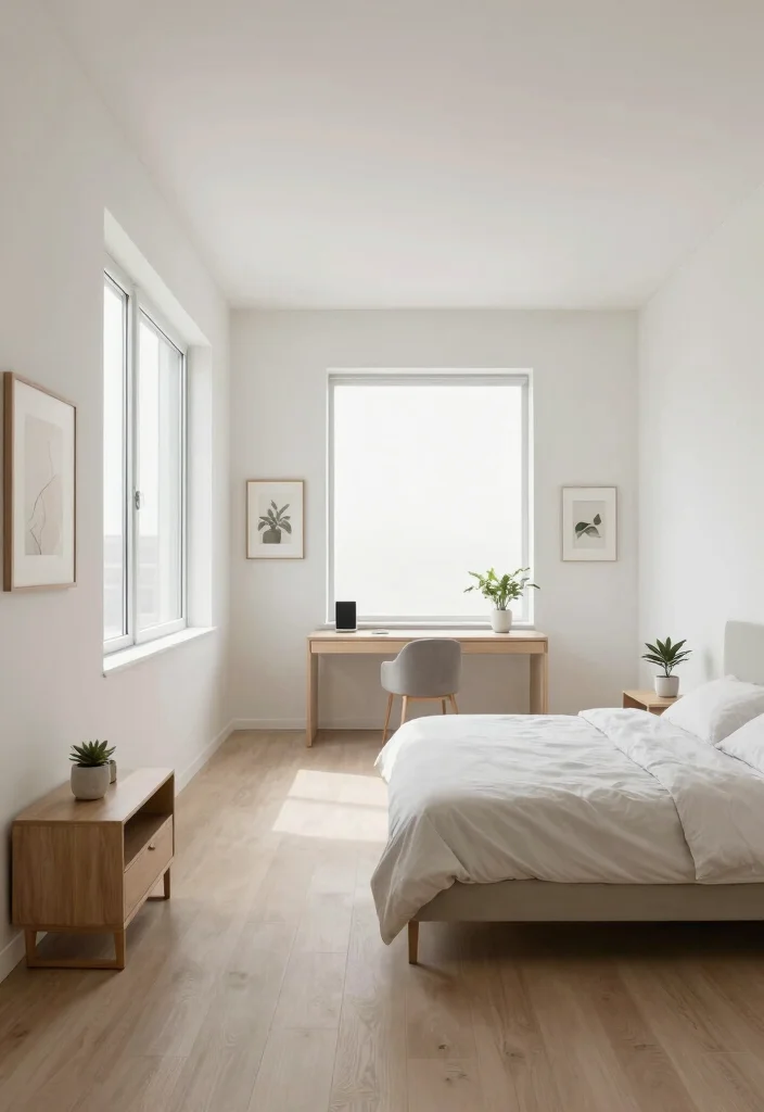17 Long Bedroom Layout Ideas: Smart Flow Solutions - 4. Embrace Minimalism to Maximize Space 1