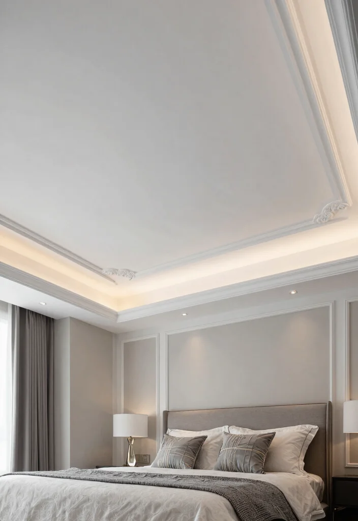 17 Luxurious Tray Ceiling Ideas for Your Bedroom Master Suite - 10. Elegant Molding Details 1