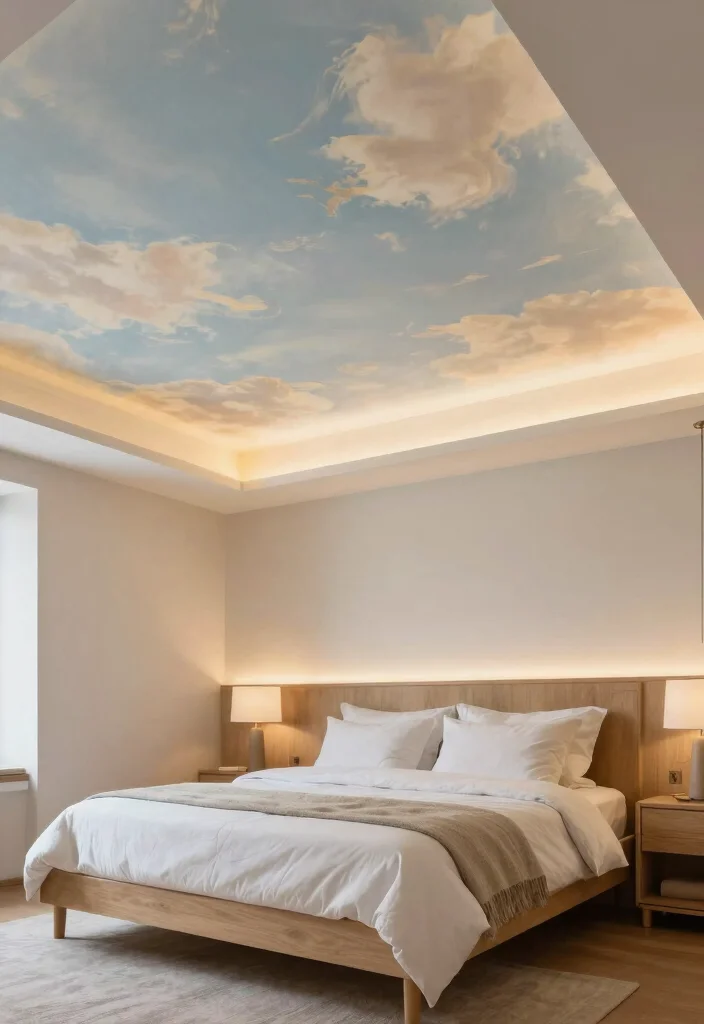 17 Luxurious Tray Ceiling Ideas for Your Bedroom Master Suite - 11. Painted Murals 1