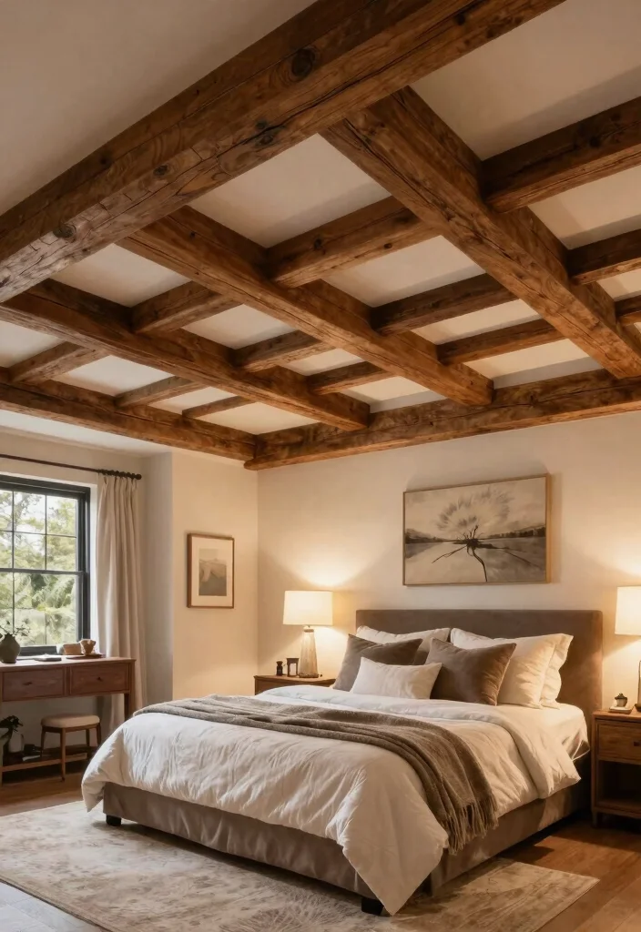 17 Luxurious Tray Ceiling Ideas for Your Bedroom Master Suite - 7. Beamed Tray Ceilings 1