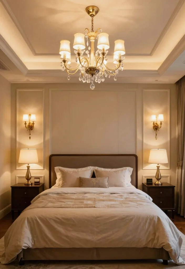 17 Masters Bedroom Interior Design Ideas Elegant and Timeless - 4. Luxury Lighting Fixtures 1