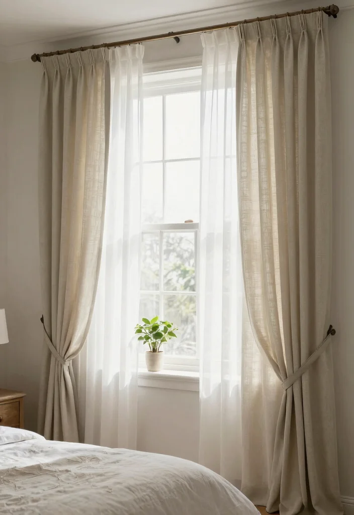17 Masters Bedroom Interior Design Ideas Elegant and Timeless - 7. Layered Window Treatments 1