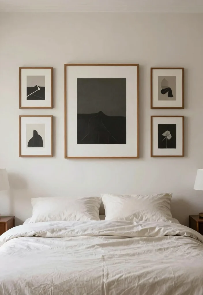 18 Bedroom Gallery Wall Above Bed Ideas for a Balanced Aesthetic - 18. Symmetrical Balance 1