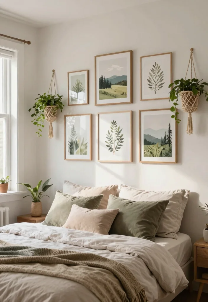 18 Bedroom Gallery Wall Above Bed Ideas for a Balanced Aesthetic - 2. Nature’s Touch 1