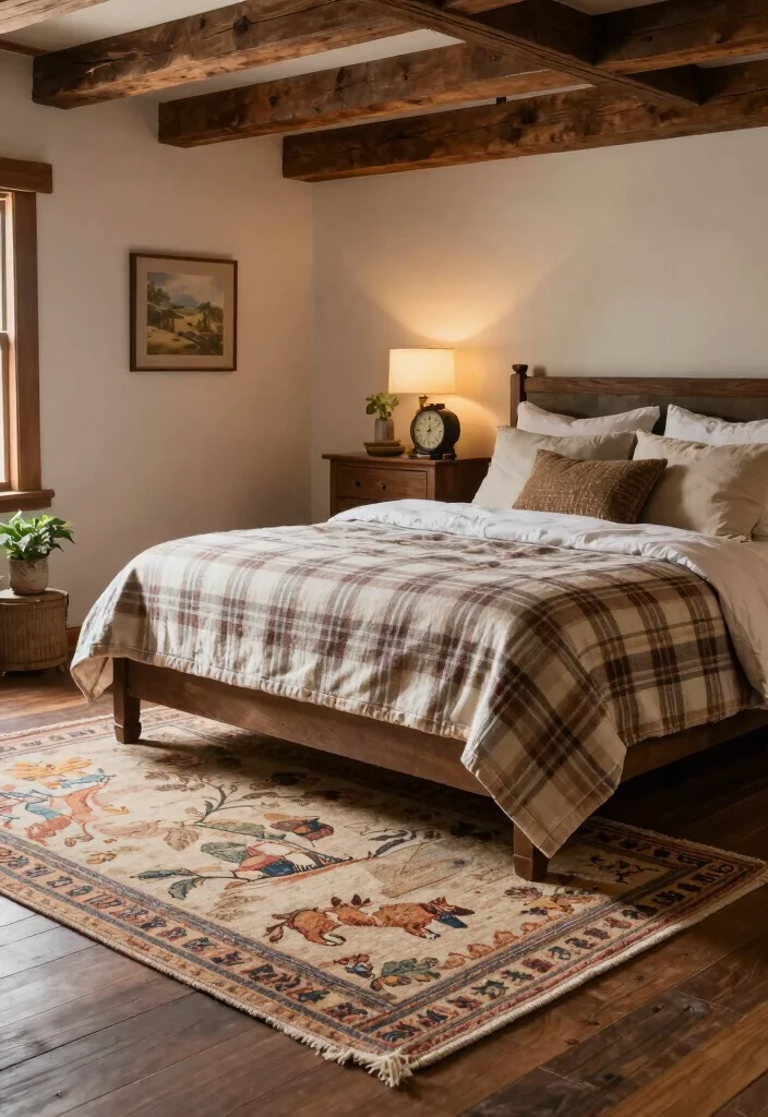 18 Bedroom Rugs Under Bed Ideas Perfect Proportions - 11. Farmhouse Style Rug 1