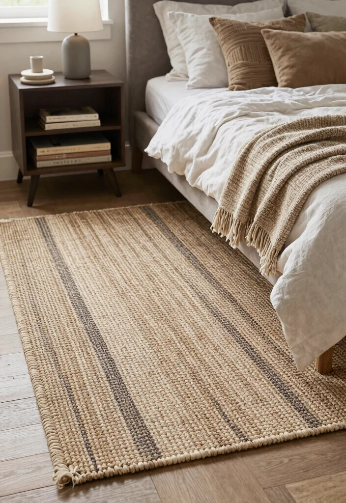 18 Bedroom Rugs Under Bed Ideas Perfect Proportions - 13. Textured Weave Rug 1