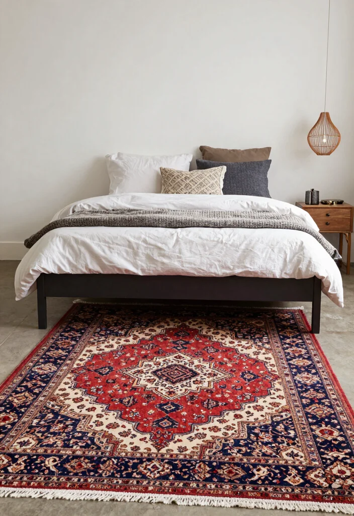 18 Bedroom Rugs Under Bed Ideas Perfect Proportions - 7. Vintage Persian Rug 1