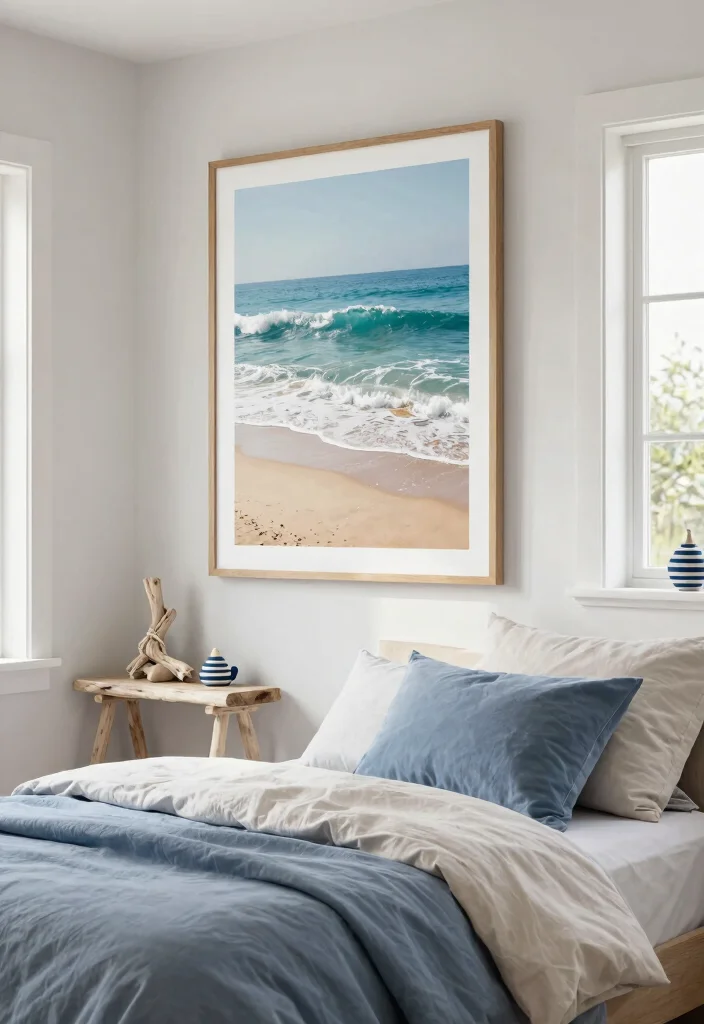 18 Boho-Chic Wall Art Inspo for Cozy Bedrooms - 10. Coastal-Inspired Art 1