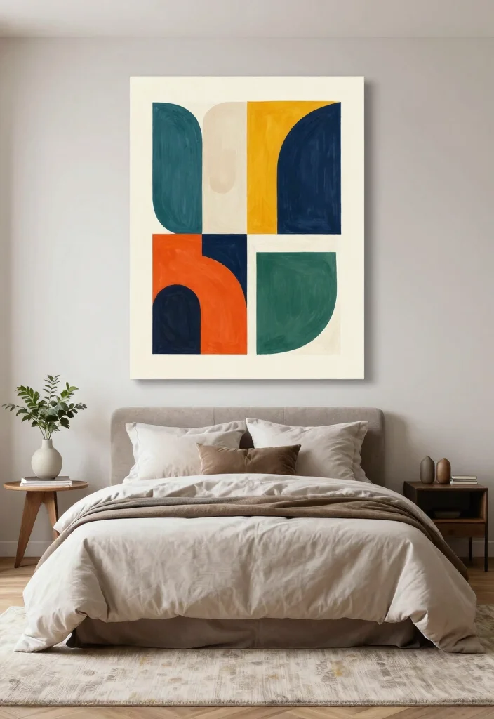 18 Boho-Chic Wall Art Inspo for Cozy Bedrooms - 13. Abstract Geometric Art 1