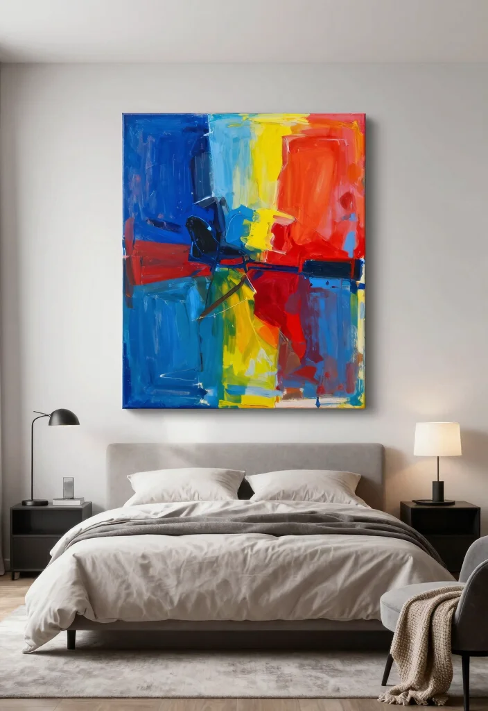 18 Boho-Chic Wall Art Inspo for Cozy Bedrooms - 16. Modern Art on Canvas 1
