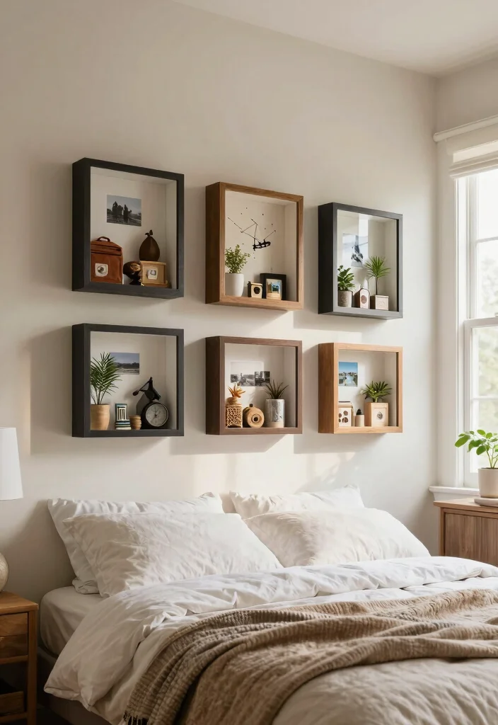 18 Boho-Chic Wall Art Inspo for Cozy Bedrooms - 18. Unique Shadow Boxes 1