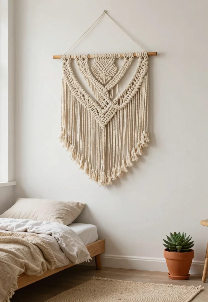 18 Boho-Chic Wall Art Inspo for Cozy Bedrooms - 2. Macramé Wall Hanging 1