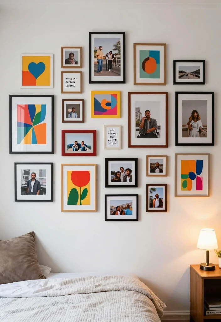 18 Boho-Chic Wall Art Inspo for Cozy Bedrooms - 3. Gallery Wall of Personal Prints 1