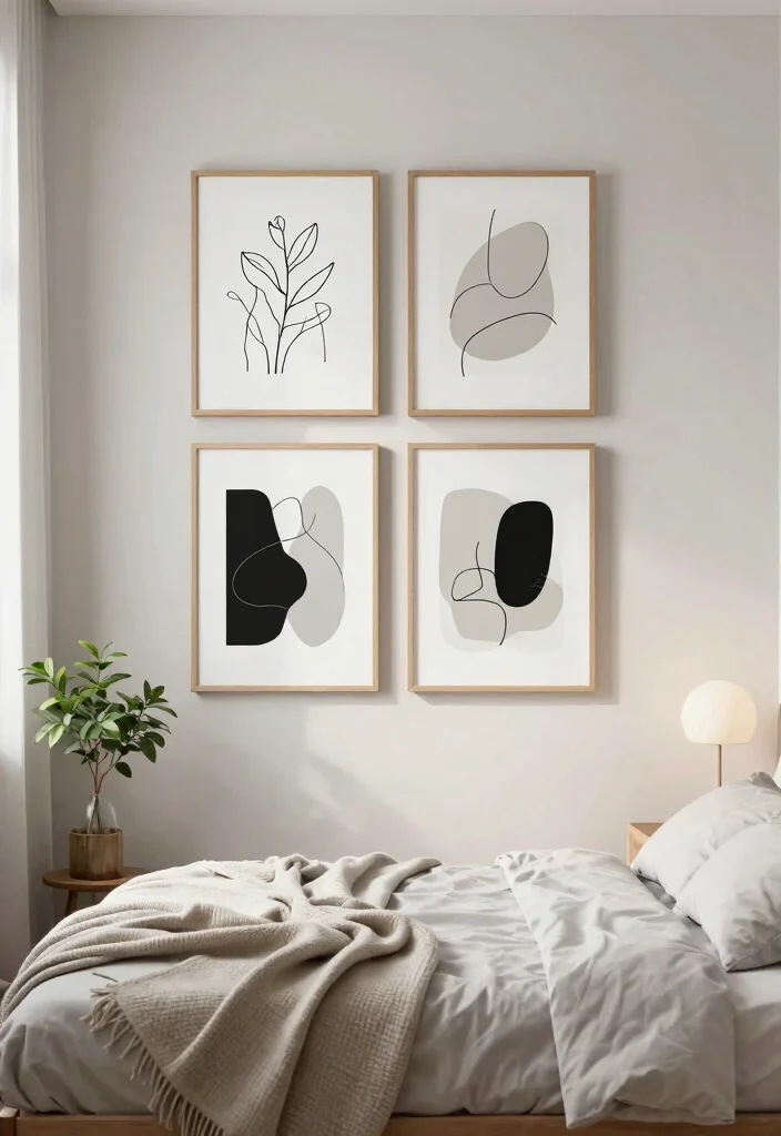 18 Boho-Chic Wall Art Inspo for Cozy Bedrooms - 5. Minimalist Art Prints 1