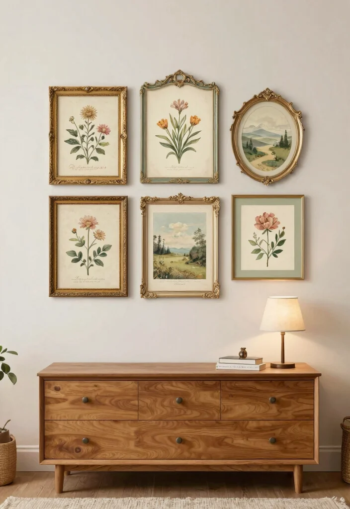 18 Boho-Chic Wall Art Inspo for Cozy Bedrooms - 6. Vintage-Inspired Art 1