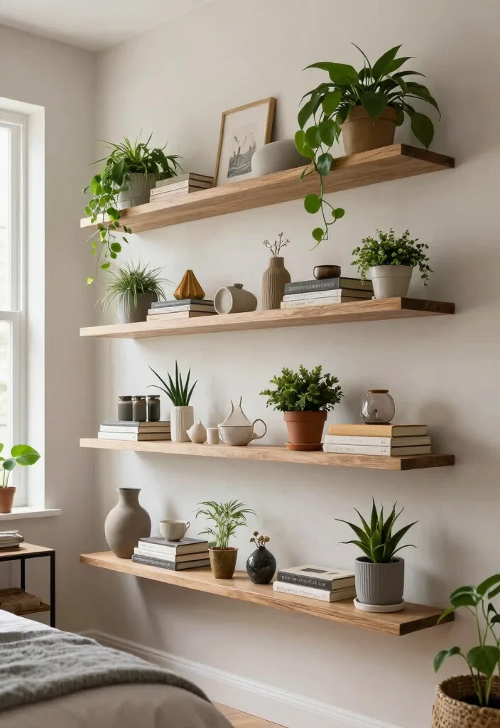 18 Decorating Ideas for the Bedroom: Easy Style Upgrades - 13. Utilize Floating Shelves 1