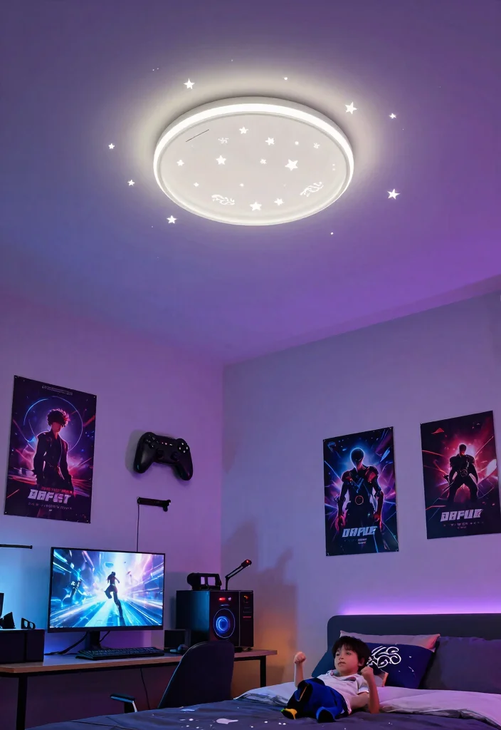 18 Video Game Bedroom Ideas for Boys Fun Gamer Style - 11. Fun Themed Ceiling Lights 1