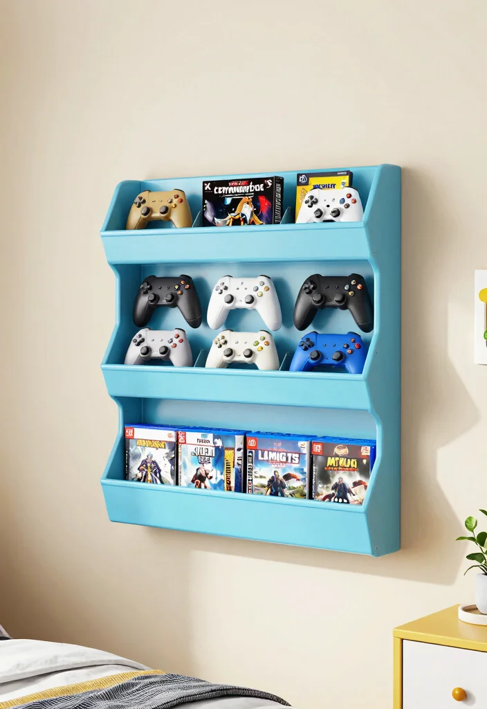 18 Video Game Bedroom Ideas for Boys Fun Gamer Style - 12. Wall-mounted Storage Solutions 1