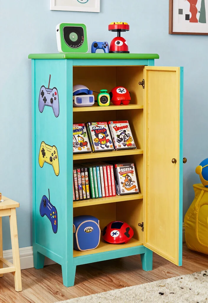 18 Video Game Bedroom Ideas for Boys Fun Gamer Style - 16. Vintage Game Cabinet 1