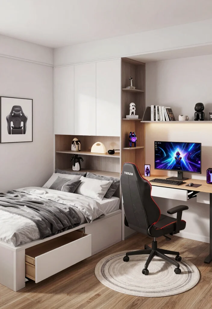 18 Video Game Bedroom Ideas for Boys Fun Gamer Style - 18. Multi-functional Gaming Furniture 1
