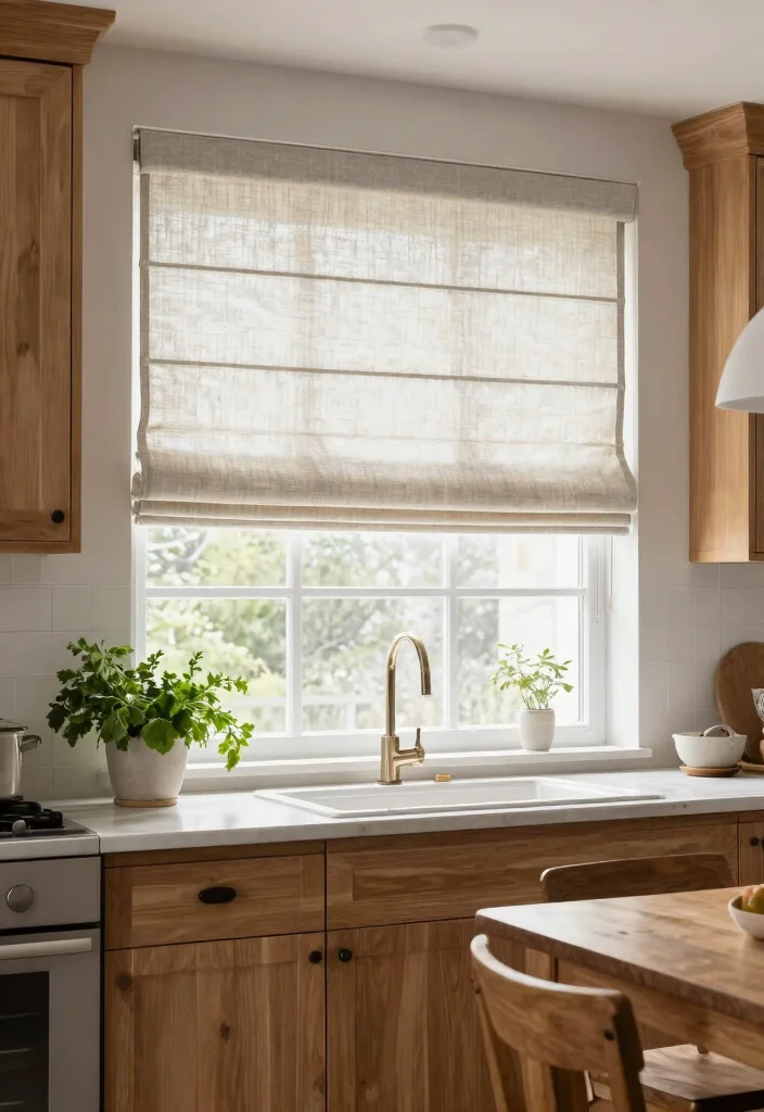 12 Farmhouse Curtain Ideas That Add Privacy Without Blocking Light - 10. Light-Filtering Roman Shades for Modern Farmhouse Style 1