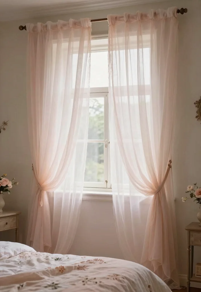 12 Farmhouse Curtain Ideas That Add Privacy Without Blocking Light - 12. Tulle Overlay for a Romantic Look 1