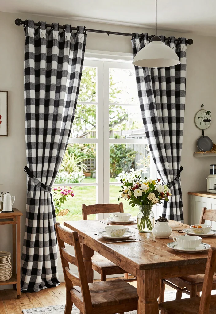 12 Farmhouse Curtain Ideas That Add Privacy Without Blocking Light - 2. Buffalo Check Patterns for Rustic Charm 1