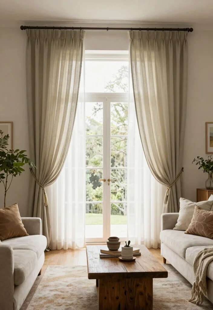 12 Farmhouse Curtain Ideas That Add Privacy Without Blocking Light - 7. Layered Fabrics for Depth and Texture 1