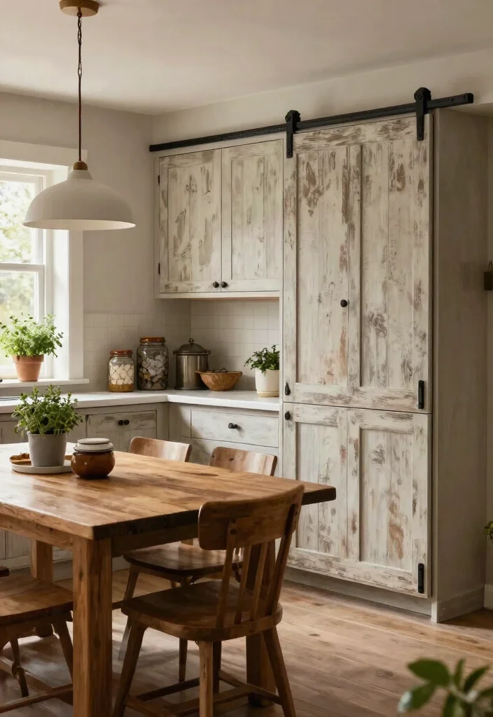 12 Floor to Ceiling Cabinets That Maximize Tight Kitchens - 2. Rustic Farmhouse Style with Barn Doors 1