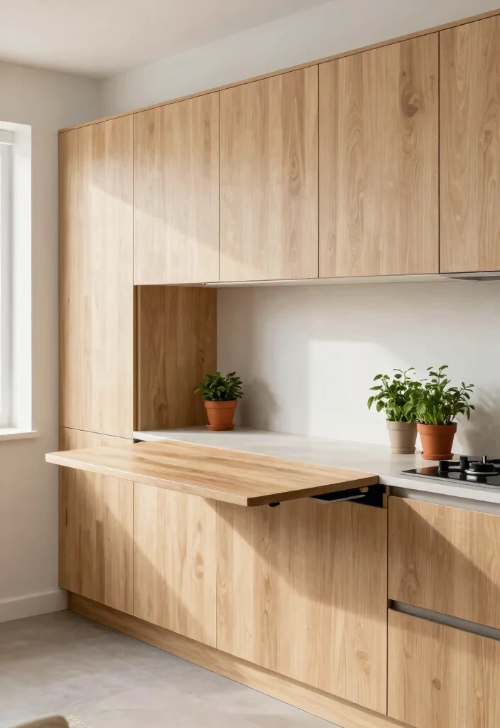 12 Floor to Ceiling Cabinets That Maximize Tight Kitchens - 8. Multifunctional Cabinets with Workstation 1