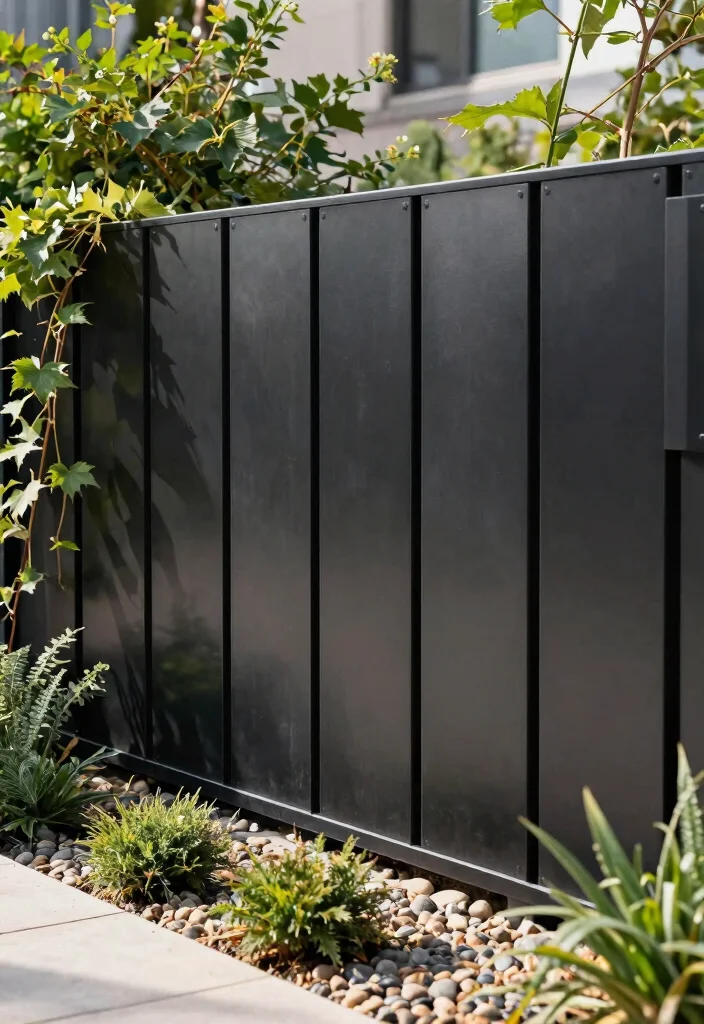 12 Metal Privacy Fence Ideas That Block Views Without Rusting - 1. Modern Minimalist Metal Panels 1