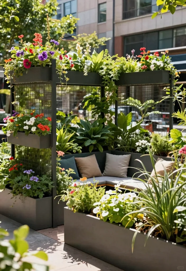 12 Metal Privacy Fence Ideas That Block Views Without Rusting - 11. Privacy Screens with Built-in Planters 1